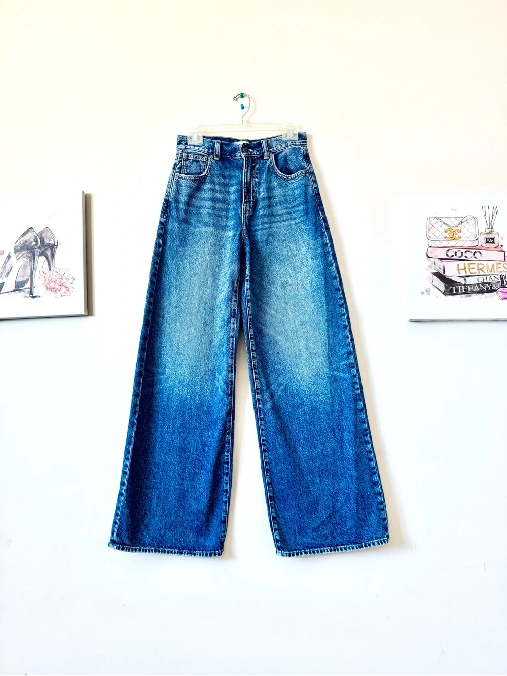 Madewell High-Rise Wide-Leg Jeans in Medium Blue Wash Size 25 - Picture 2 of 12
